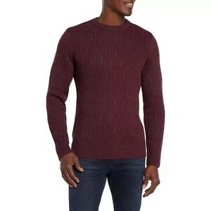 NEW Express Mens Cable Knit Sweater Burgundy Size XL